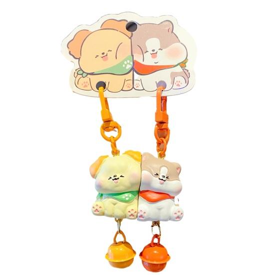 1 Pair Keychain with Bell Cartoon Dog Shape Magnetic Design Key Chain Keys Bags Phones Small Items Accessories