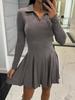 2024 European & American Women's Lapel Waist-Hugging Dress for Autumn/Winter