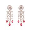 Estele Designer Rose Gold Plated Earrings with Shimmering CZ Studs and Pink Tourmaline Stones for Women