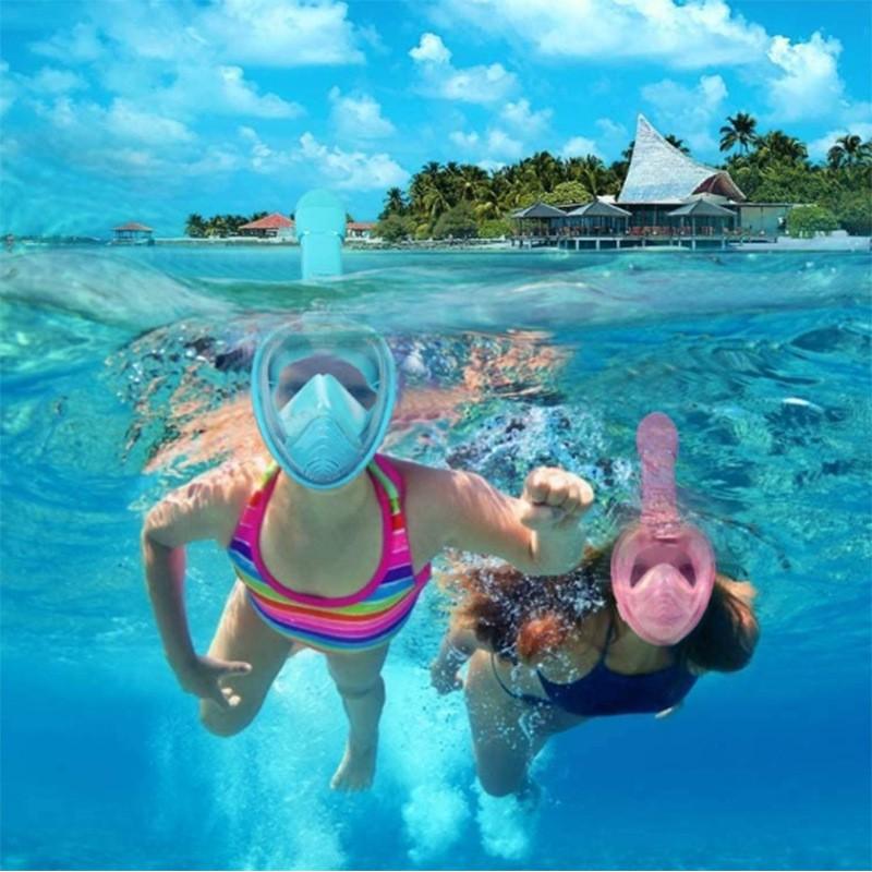 Kids Foldable Snorkel Mask All-in-One Swimming Goggles Anti-choke Adjustable Portable
