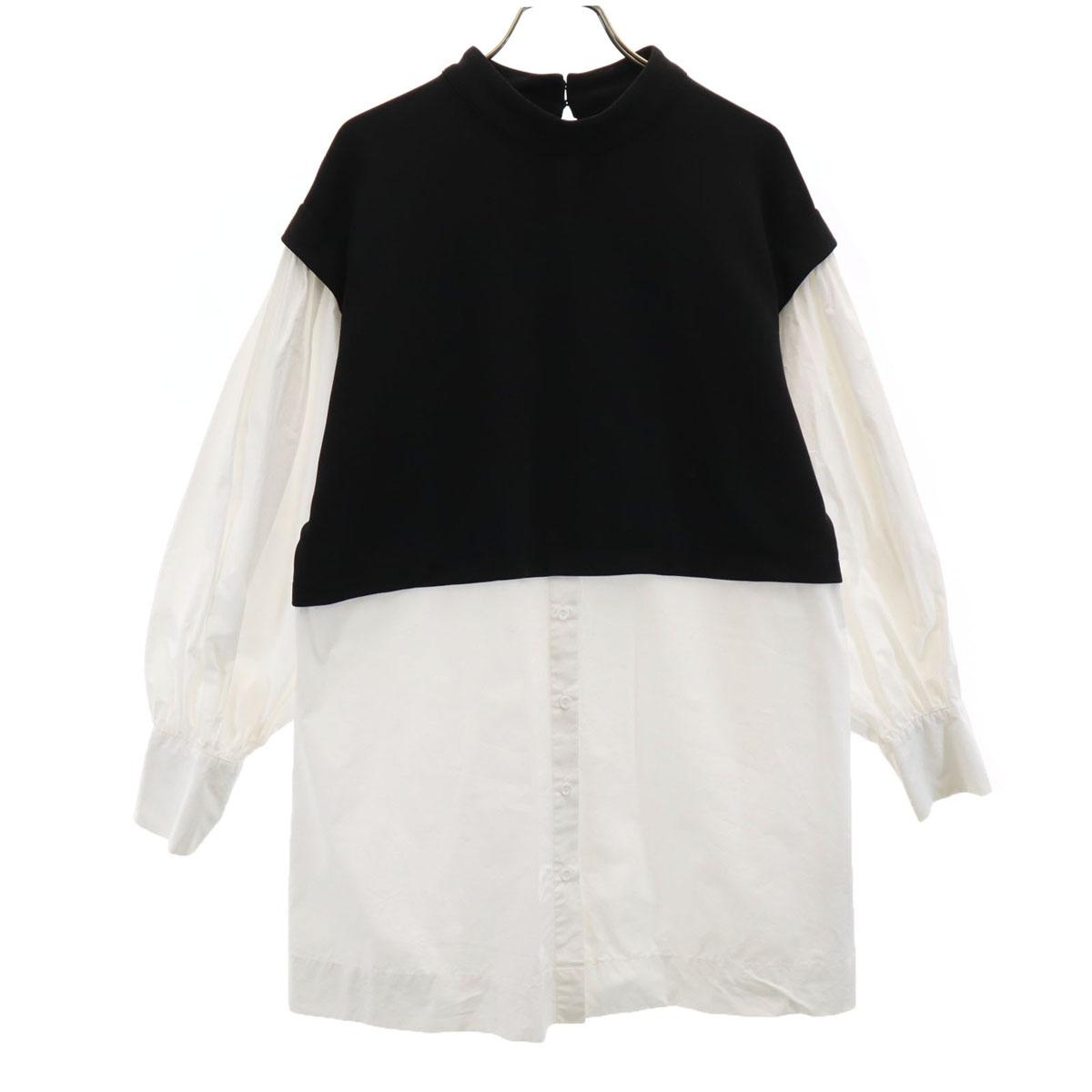 

ZARA Рубашка с длинным рукавом, сшитая из разных тканей, S черная, пуловер, женская, б/у