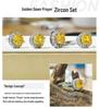Gusen Exquisite High-Carbon Diamond & Yellow Zircon Ring and Earring Set