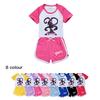 5582 2pcs/set Children Girls Lily Lovebraids Printed Short Sleeves Tracksuit Clothes Set