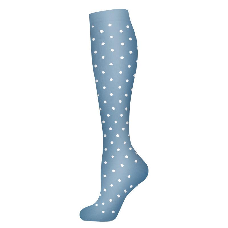 Compression Socks Small Dots Stripe Candy Color Varicose Vein Nurse Sports Running Calf Pressure Stockings Protect Feet Support