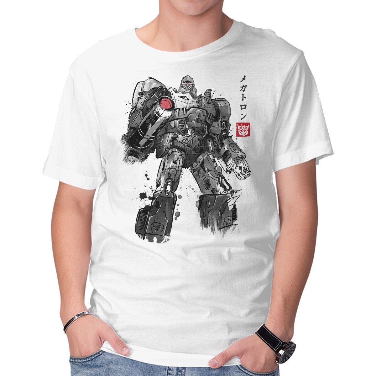 Unisex Crew Neck T-Shirt Tyrannical Leader Sumi-e Graphic Short Sleeve Casual Tee M