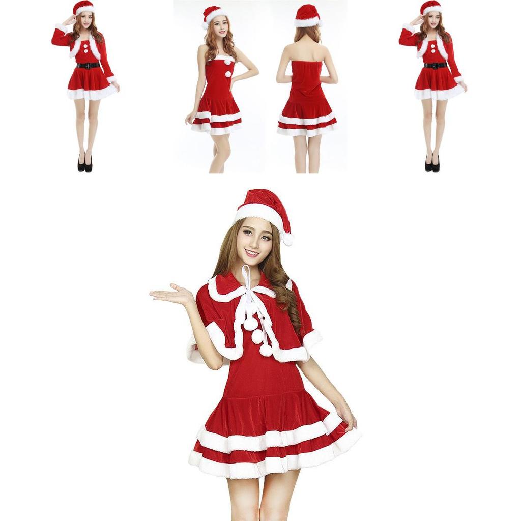 Deluxe Christmas Santa Claus Adult Female Performance Skirt Set