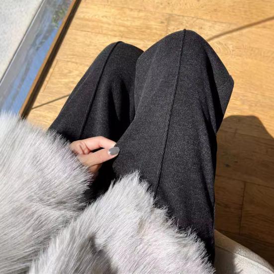 Dambyxor Raka Vida Ben Dragsko Elastisk Midja Lediga Byxor med Fickor Enfärgad