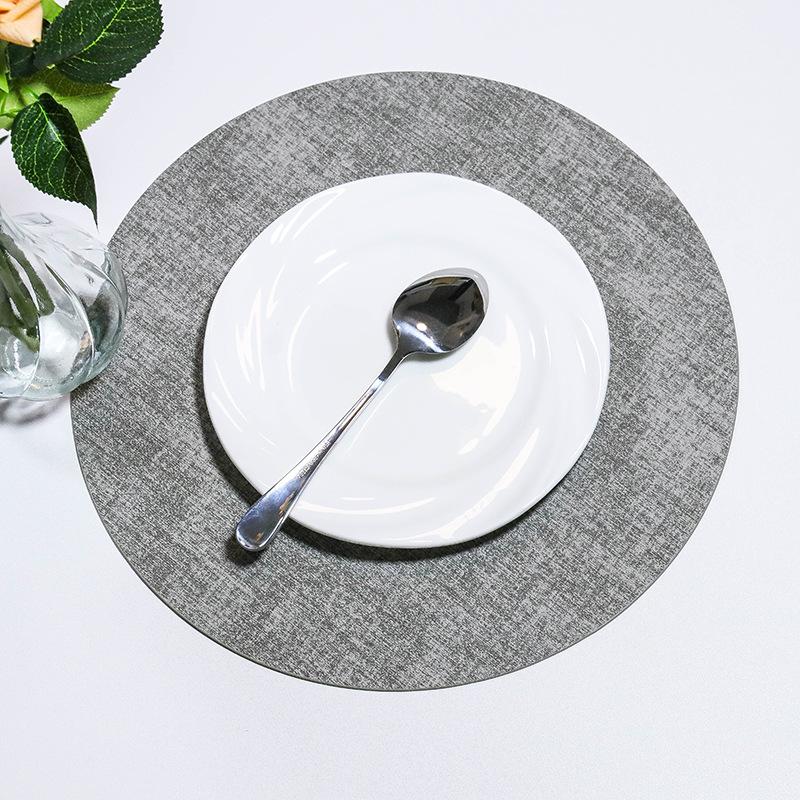 Round PU Leather Placemats Dual-Sided Non-Slip Heat-Resistant Table Mats Home Hotels Dining
