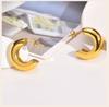 Thick Hoop Earring for Women, Chunky C-Shape Earrings Stainless Steel Open Hoops