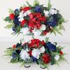 Memorial Grave Flower Saddles for Tombstone Artificial Cemetery Flower Bouquets with Vase for Graveyard Decoration