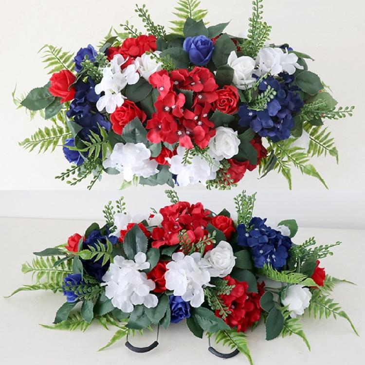 Memorial Grave Flower Saddles for Tombstone Artificial Cemetery Flower Bouquets with Vase for Graveyard Decoration