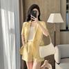 2025 Women's Summer White Blazer & Short Sleeve Suit Set - Plus Size, High-End, Fashionably Loose Fit