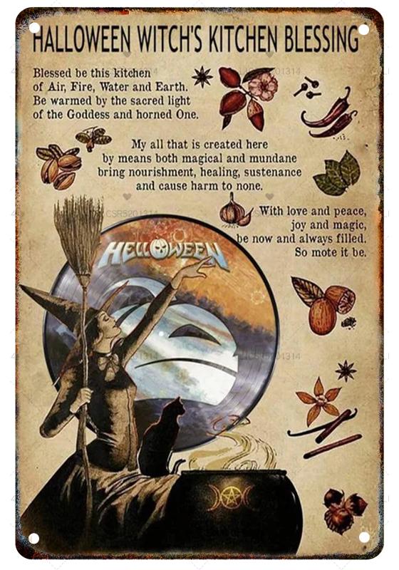 Vintage Witchery Painting Metal Signage Halloween Magic Poster Home Living Room Club Bar Hallway Art Wall Decor Iron Paintin