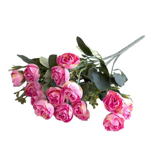 1 Bouquet Artificial Flower Eco-friendly Anti-fade Plastic Simulation Rose Flower Decor for Wedding