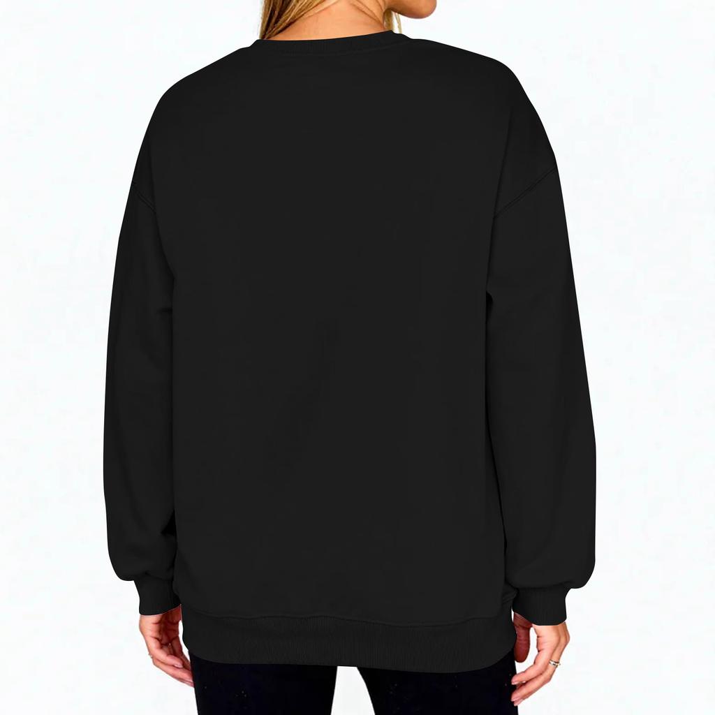 Women's Fashion Long Sleeve Solid Color Round Neck Loose Pullover Sweater Top