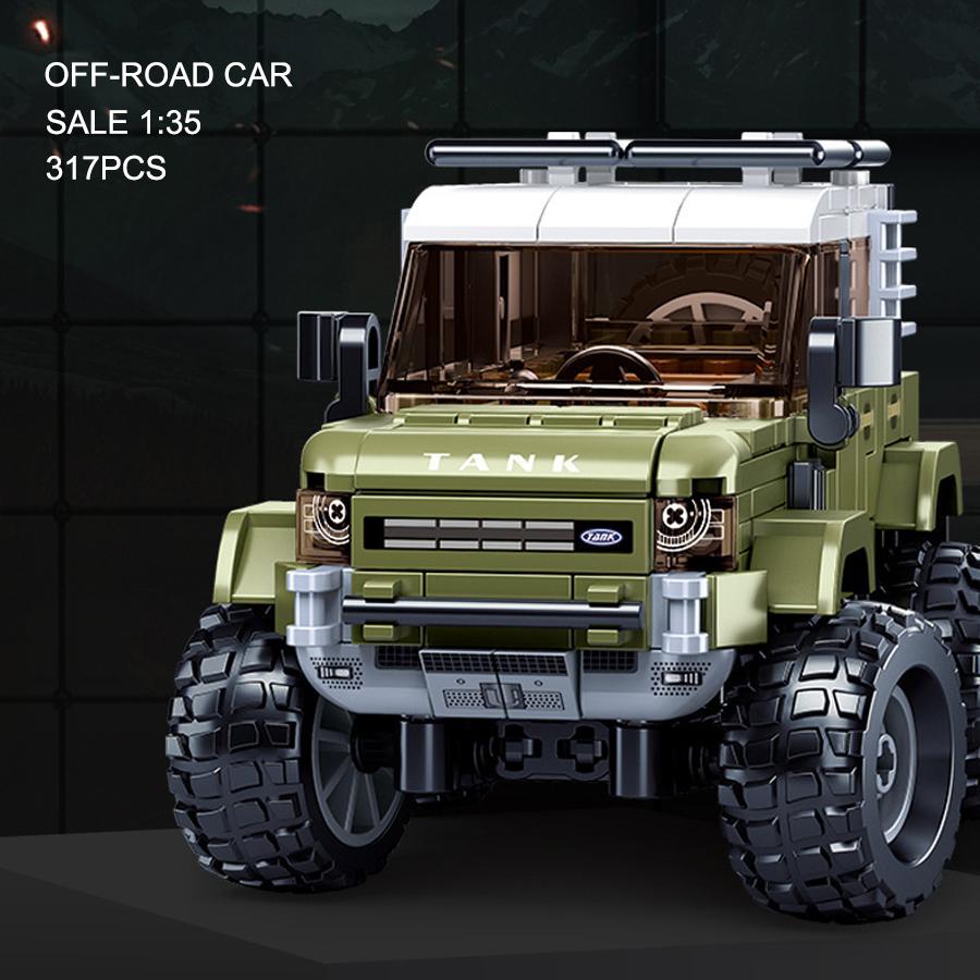 317 stk terrengkjøretøymodell byggeklosser monteringsleker SUV Tank Urban Med figurer Billeker For barn Gaveeske