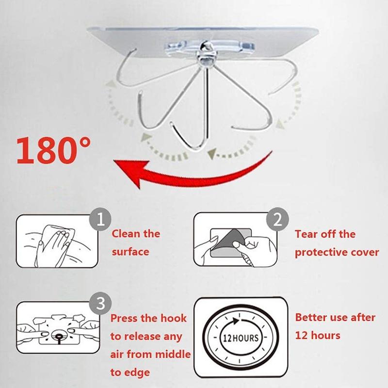 20Pcs 6x6cm Transparent Strong Self Adhesive Door Wall Hangers Hooks Suction Hea 20Pcs 6x6cm Transparent Strong Self Adhesive Door Wall Hangers Hooks Suction Hea