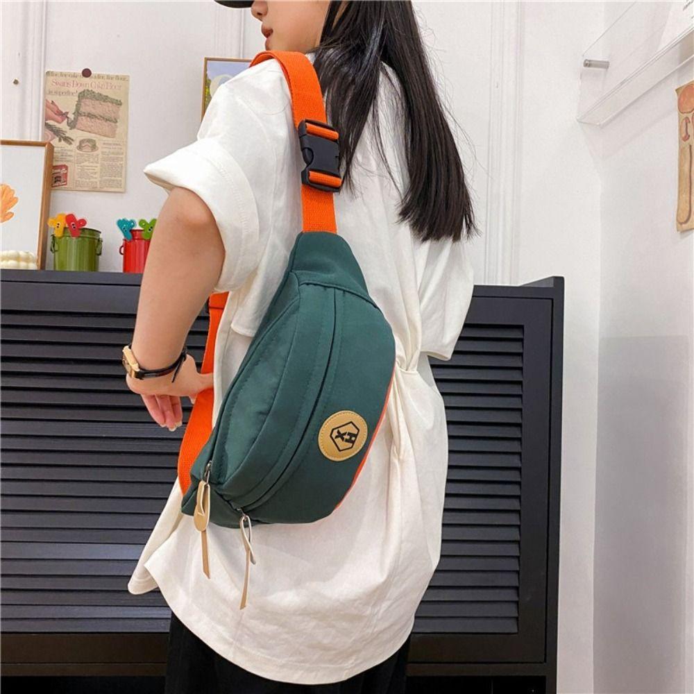 Solid Color Canvas Crossbody Bag Harajuku Waist Bag Fashion Canvas Chest Bag Sports