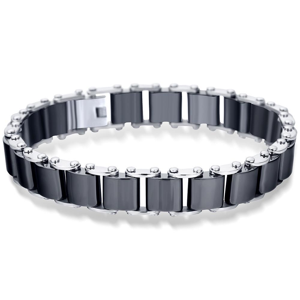 8MM Black  White Ceramic Stainless Steel Fashion Bracelet