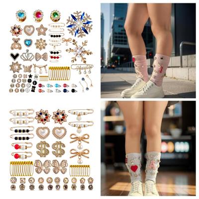 14/24/55/58/80 ks Súprava príveskov Junk Socks Viac tvarov Faux perlová dekorácia Brošne A