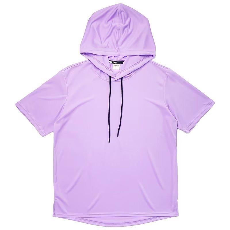 Unisex Summer Thin Short Sleeve Hooded T-shirt Japanese Style Solid Color Loose Plus Size Breathable Casual Pullover Tee