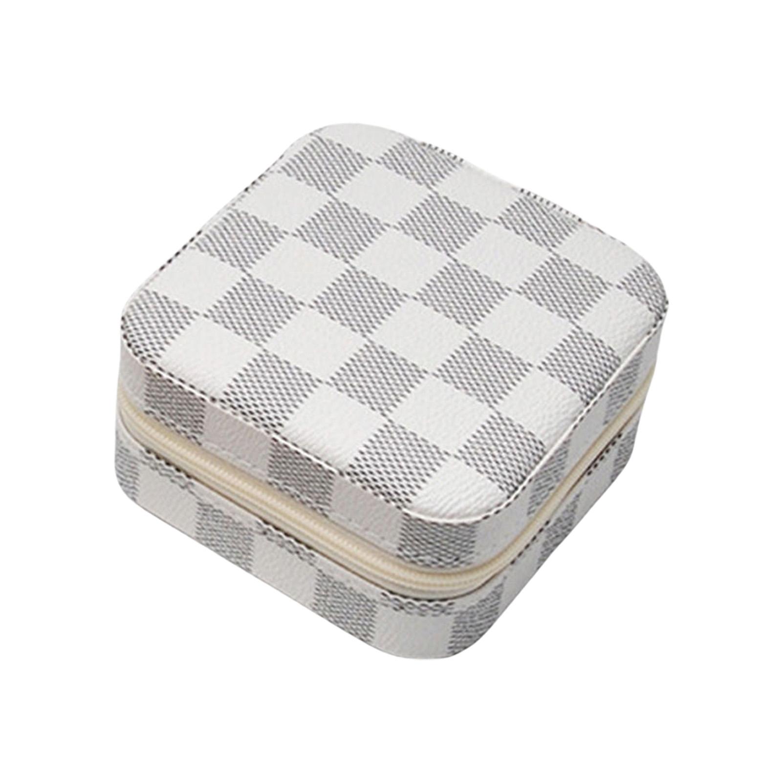 

Jewelry Organizer Storage Case Double Layer Small Travel Accessory PU Texture Present for Women Girl Fashion Lover