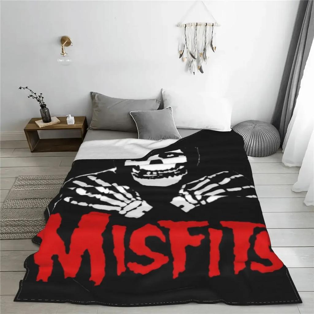 Misfits Horror Punk Rock Band Coperta Corallo Pile Peluche Decorazione Relax Leggera Coperta da Viaggio Biancheria da Letto Plaid