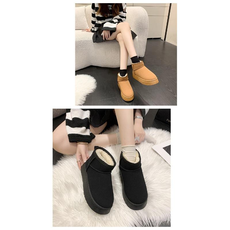 Winter New Snow Shoes Plus-size Flat Short Shoes for Women with Fleece and Thickened Warm Snow Boots for Women