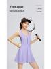 Kangnian Zipper Jumpsuit Skirt: Anti-Exposure Tennis & Running Dress