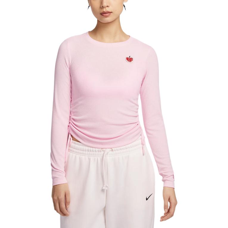 Nike Sportswear Ribbed Pullover Fashion Short Sleeve T-Shirt Women Tops Pink Foam HV8728663