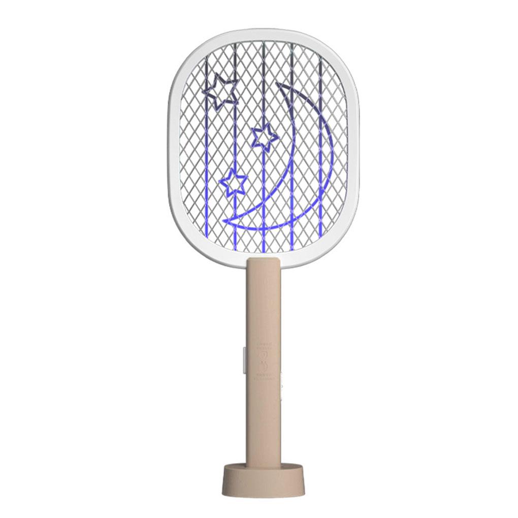 Fly Racket 5W LED Rechargeable Bug Bat Electric Portable Pest Control Device, Star Moon, Green