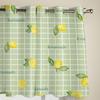 Checkered Letters Lemon Leaves Window Curtain Living Room Luxury Valance Curtain for Bedroom Home Kitchen Decor Curtain