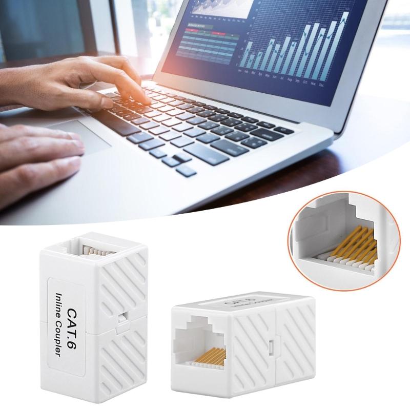 RJ45 Networking Connector Cat6 Cat6A Ethernet Cable Extender Inlined Coupler for Home Office Use For Multiple Devices