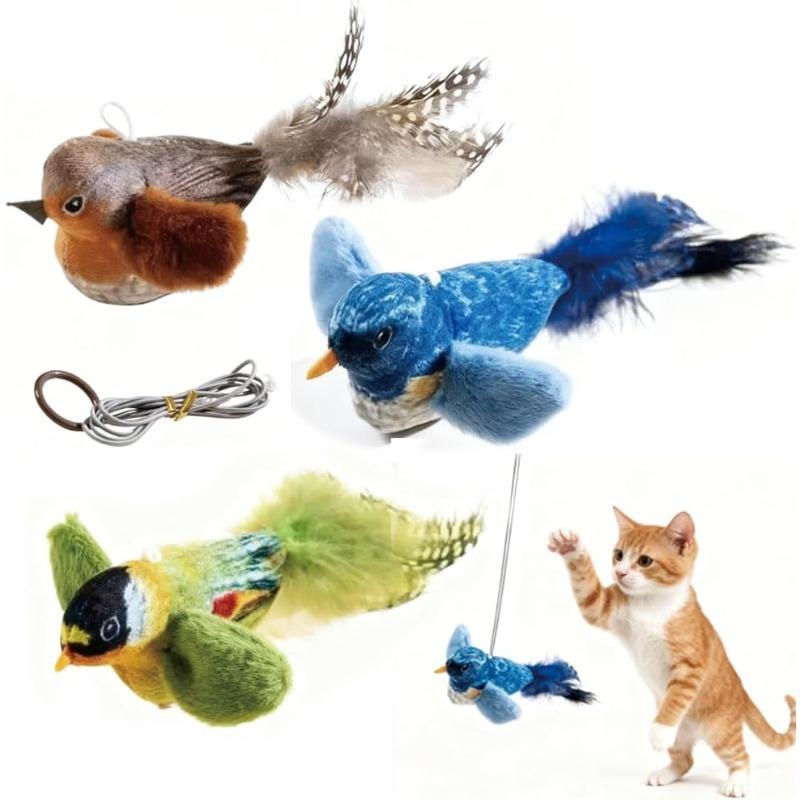 Sounding Catnip Cat Teaser Toy Self-hilarity Wall Hanging Birds Cat Toy Indoor Interactive Birds Toy for Cat Chasing Teasing Toy