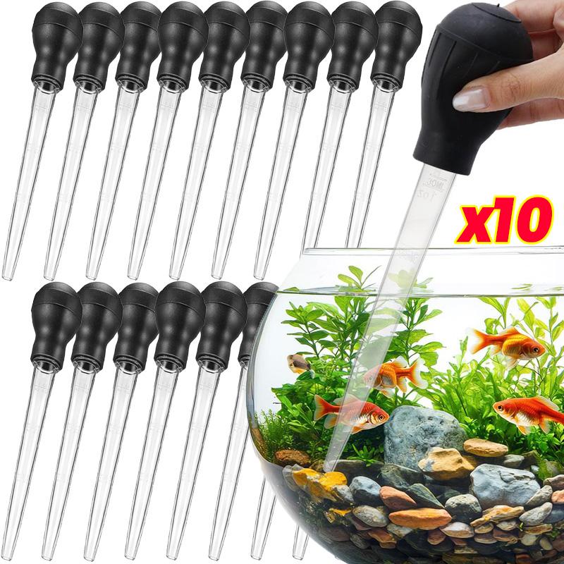 1/10pcs Lengthen Aquarium Pipette Cleaner Portable Aquarium Fish Tank Water Changer Tool Flowerpot Tray Pipette Cleaning Tool