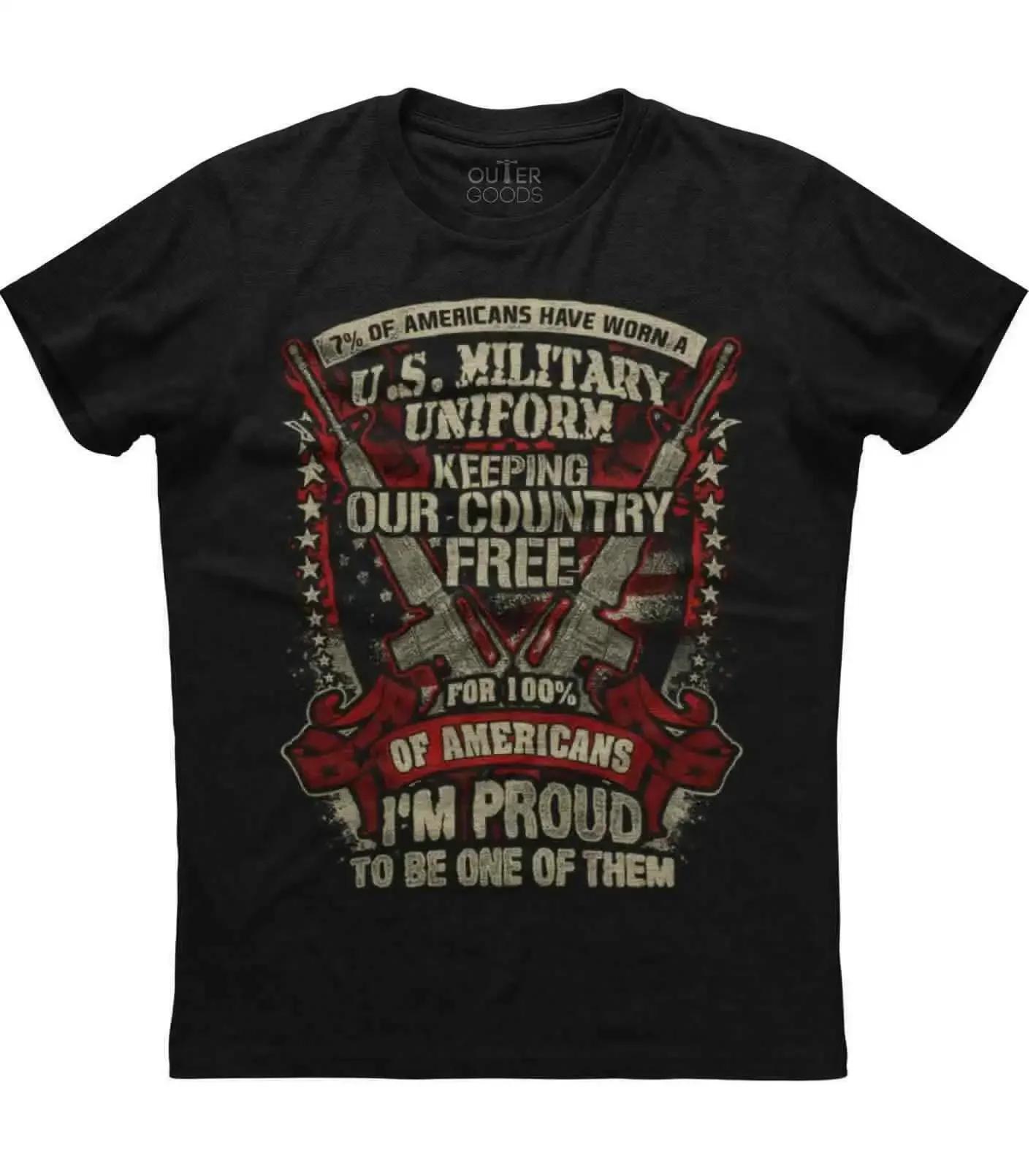 US Military Uniform Keeping Our Country Free Unique Graphic Patriotic TShirt Cotton ONeck Short Sleeve Unisexs T Shirt New S
