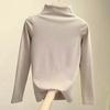 Half High Collar Long Sleeves Slim Fit Bottoming Blouse Autumn Winter Thickened Fleece Lined Pure Color Thermal Top Daily Clothing
