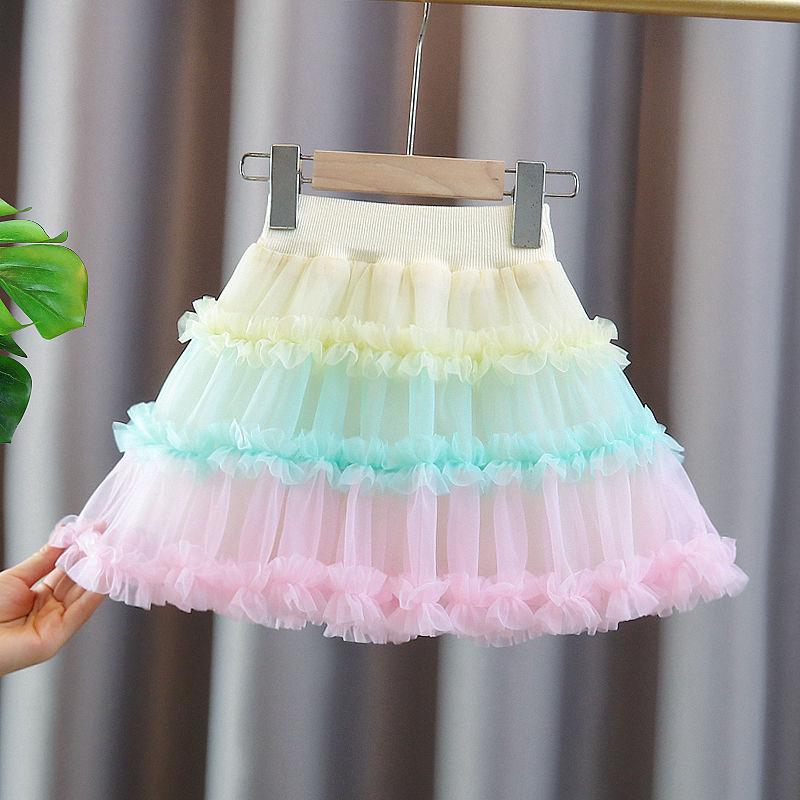 Falda de Media Longitud para Niñas Verano Nuevo Estilo Falda Tutú para Niñas Falda de Hilo Abullonada para Niños Falda Corta de Princesa para Bebé