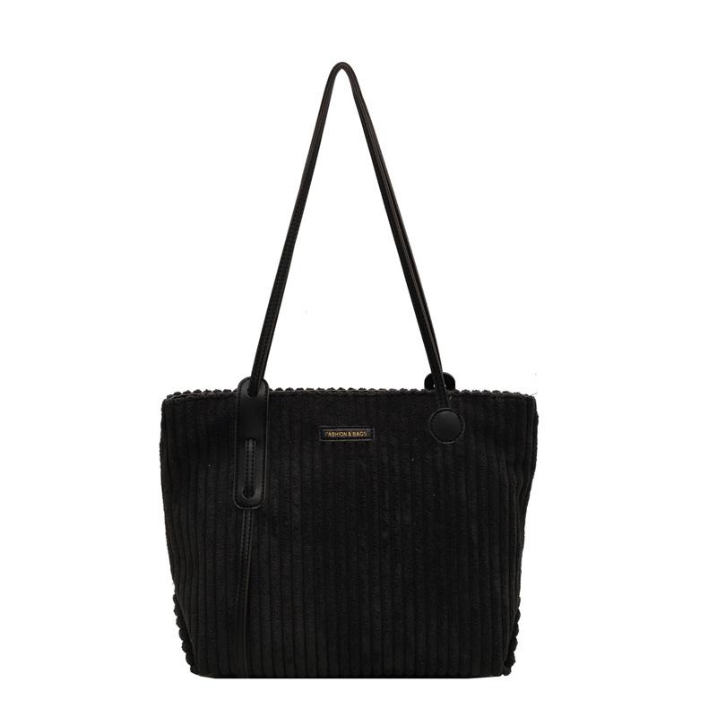 Corduroy Large-capacity Canvas Bag Winter New Niche Simple Work Commute Portable Shoulder Tote Bag