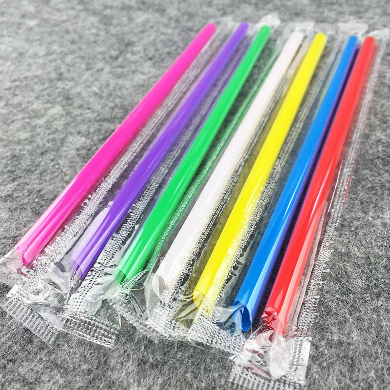 ChuyiQi Individually Wrapped Colored Plastic Drinking Straws