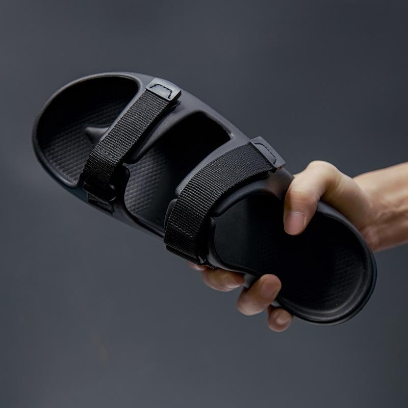 

2025 summer new large size men s sports slippers casual fashion Velcro one word sandals INS tide beach shoes 39