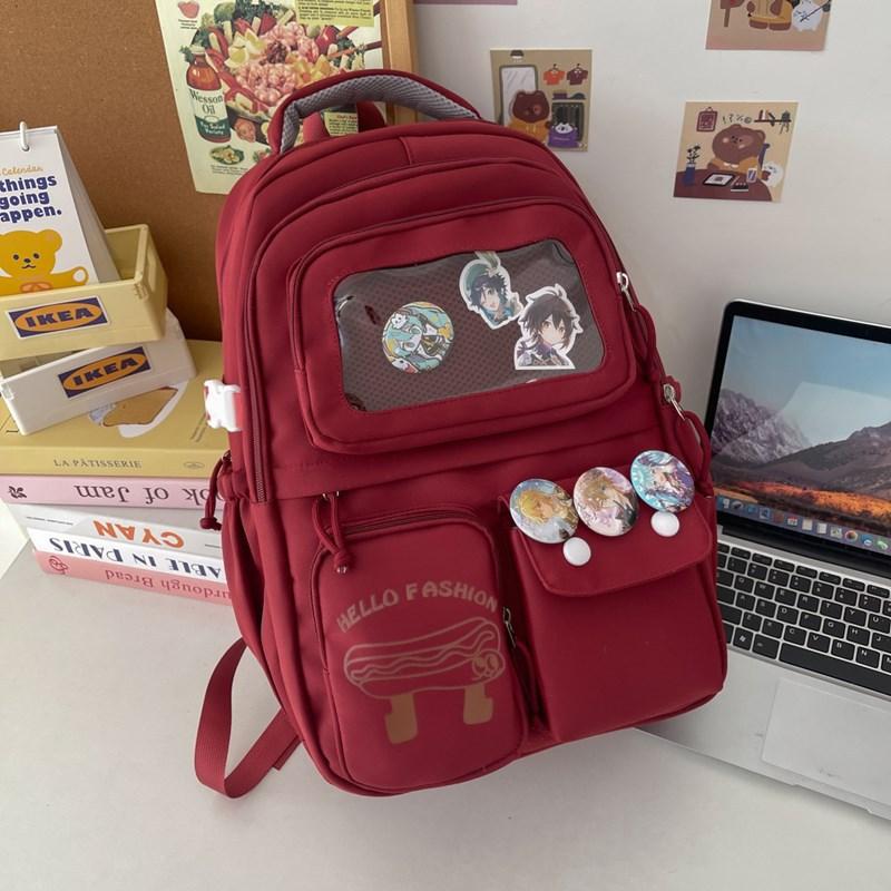 

Junior high school schoolbag girls high value lightweight large capacity backpack high school students backpack Japanese красный