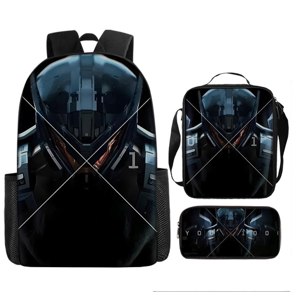Pacific Rim schoolbag, primary and secondary school students, boys, mecha war, monster backpack, kindergarten burden reduction three-piece set