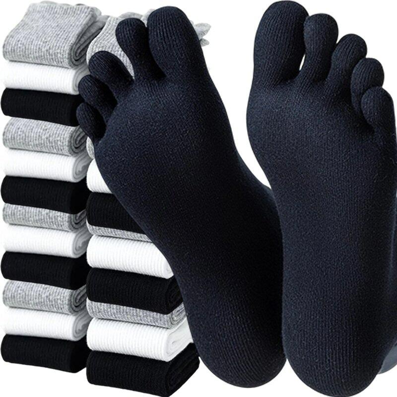 1/5Pairs Men's Five Toes Socks Breathable Anti Odor Five Finger Socks for Male White Black Sturdy Soft High Quality Mid Tube Sox