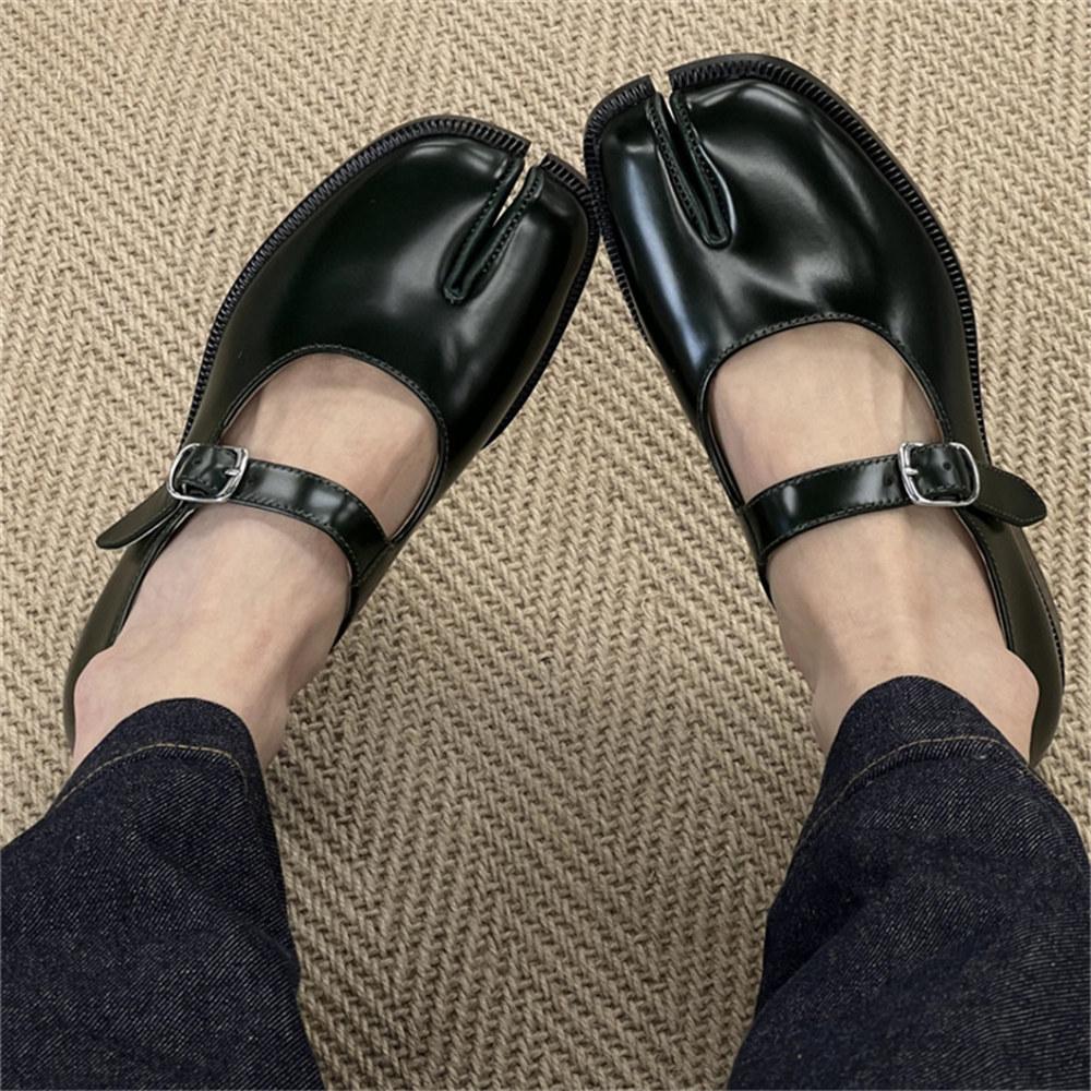 Značkové Mokasíny Trendy Tabi boty s dělenou špičkou Dámské Černé Tabis Pro Každodenní Život Elegantní Mary Jane boty Dámské Baleríny Zapatos De Mujer