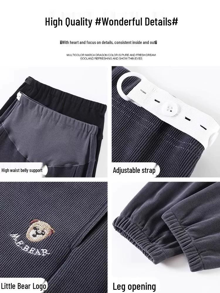 Plus Size Petite Maternity Sweatpants - Loose, Non-constricting, Cuffed Casual Pants for Spring/Summer.