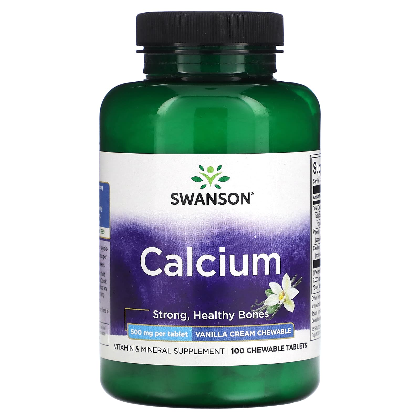 

Calcium, Vanilla Cream, Chewable 100 Tablets