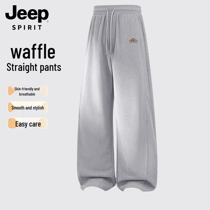 JEEP SPIRIT Men s 2026 Summer Thin Waffle Straight Casual Pants 2XL