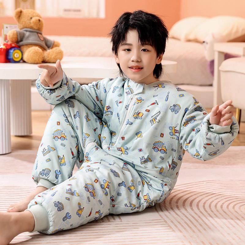 Cotton Warm Toddler Sleepsuit With Legs Boys Girls 3-12 Years Thick Pajama Sleep Bag Winter