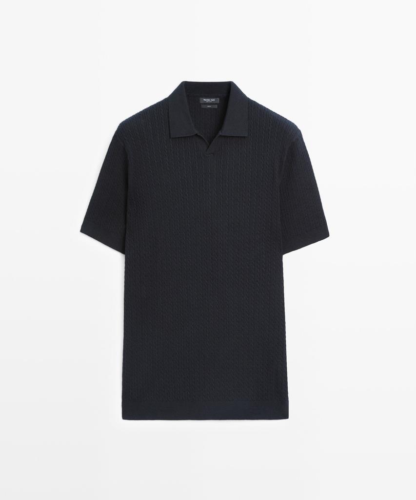 Masimodutti 100% Cotton Cable Knit Polo Sweater
